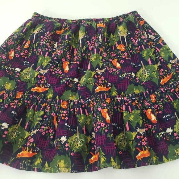 Lands End Forest Corduroy Skirt Fox Rabbit Cotton Pull On Girls Size Large - Picture 2 of 11